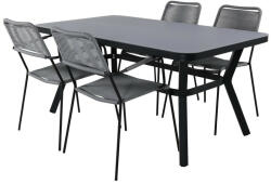  Asztal és szék garnitúra Dallas 2193 (Fekete + Szürke)