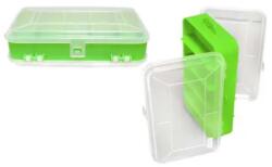  NAR4051 Műanyag tároló doboz, 2 oldalas, 4 és 8 rekeszes, zöld színű 160x90x45mm (NAR4051)