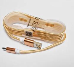 KPO3874B Micro USB kábel, szövet borítással, fém csatlakozóval, arany, 1, 5m (KPO3874B)