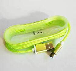 KPO3874L Micro USB kábel, szövet borítással, fém csatlakozóval, zöld, 1, 5m (KPO3874L)