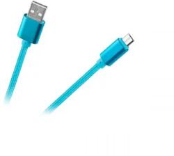 KPO3874N Micro USB kábel, szövet borítással, fém csatlakozóval, kék, 1, 5m (KPO3874N)