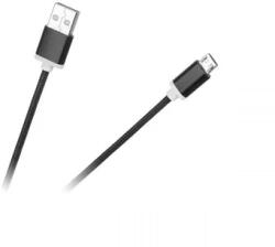 KPO3874M Micro USB kábel, szövet borítással, fém csatlakozóval, fekete, 1, 5m (KPO3874M)