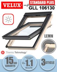 Velux GLL 106130 - fereastra mansarda actionare solara, lemn, 3 sticle