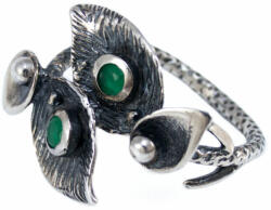 Ékszershop Smaragd köves antikolt leveles ezüst gyűrű (2163651)