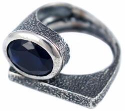 Ékszershop Fekete köves antikolt ezüst gyűrű (2131800)