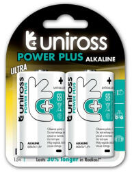 Uniross D/LR20/góliát tartós alkáli elem 1, 5 V POWER PLUS (2 db/cs) (LR20-UALKDPP2)