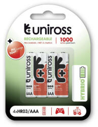 Uniross AAA/mikro akkumulátor 1, 2 V 1000mAh (4 db/cs) (UH4AAA1000) - szucsivill