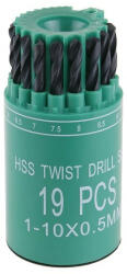  Csigafúró készlet HSS 19 részes 1, 0-10, 0 mm (20315F) - szucsivill