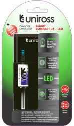 Uniross Li-ion/Ni-MH/LiFePo4 kompakt gyorstöltő LED kijelző (UCX006)