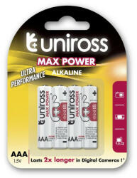 Uniross AAA/mikro tartós alkáli elem 1, 5 V (4 db) (UALKAAAMP4)