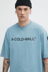 A-cold-wall* pamut póló Overdye Logo T-Shirt férfi, nyomott mintás, ACWMTS186 - kék L