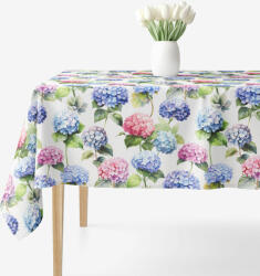 Goldea față de masă decorativă loneta - flori de hortensie 80 x 80 cm