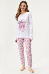 Coveri Pijama din bumbac Madeleine lungă alb-roz XXL
