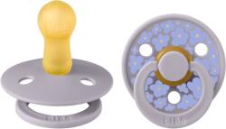 BIBS - Set 2 suzete Colour Studio Collection Flower Latex, tetina rotunda, 6 luni+-Fossil Grey