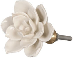 Clayre & Eef Set 2 butoni mobilier ceramica alba Floare Ø 5x4 cm (62349)
