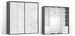 BRW Гардероб FLEX 240 / 66 / 240 см бял лакобел (11/240-66-240/monastery/white-lacobel/flex/brw)