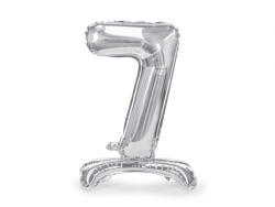 PartyDeco Balon folie cu suport Numarul 7 , 70 cm, argintiu (1 pachet 1 buc. ) (FB102M-7-018)