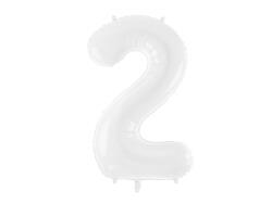 PartyDeco Balon folie Numarul 2 , 86 cm, alb (1 pachet 1 buc. ) (FB130-2-008)