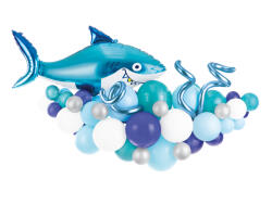 PartyDeco Balloon garland - Shark, blue, 150x95cm (GBN10)