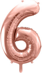 PartyDeco Balon folie Numarul 6 , 86 cm, roz auriu (1 pachet 1 buc. ) (FB1M-6-019R)