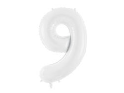 PartyDeco Balon folie Numarul 9 , 86 cm, alb (1 pachet 1 buc. ) (FB130-9-008)