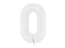 PartyDeco Balon folie Numarul 0 , 86 cm, alb (1 pachet 1 buc. ) (FB130-0-008)
