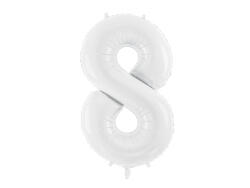 PartyDeco Balon folie Numarul 8 , 86 cm, alb (1 pachet 1 buc. ) (FB130-8-008)