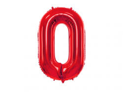 PartyDeco Balon folie Numarul 0 , 86 cm, rosu (1 pachet 1 buc. ) (FB1M-0-007)