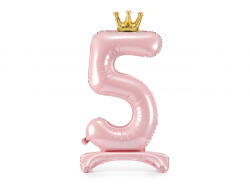 PartyDeco Balon folie cu suport Numarul 5 , 84 cm, roz deschis (1 pachet 1 buc. ) (FB126M-5-081J)