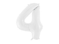PartyDeco Balon folie Numarul 4 , 86 cm, alb (1 pachet 1 buc. ) (FB130-4-008)