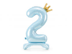 PartyDeco Balon folie cu suport Numarul 2 , 84 cm, albastru cer (1 pachet 1 buc. ) (FB126M-2-011)
