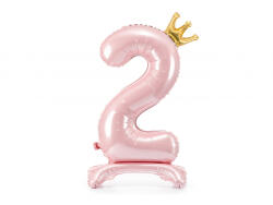 PartyDeco Balon folie cu suport Numarul 2 , 84 cm, roz deschis (1 pachet 1 buc. ) (FB126M-2-081J)