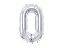 PartyDeco Balon folie Numarul 0 , 86 cm, argintiu (1 pachet 1 buc. ) (FB1M-0-018)
