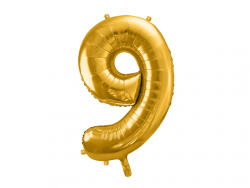 PartyDeco Balon folie Numarul 9 , 86 cm, auriu (1 pachet 1 buc. ) (FB1M-9-019)