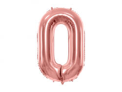 PartyDeco Balon folie Numarul 0 , 86 cm, roz auriu (1 pachet 1 buc. ) (FB1M-0-019R)