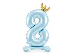 PartyDeco Balon folie cu suport Numarul 8 , 84 cm, albastru cer (1 pachet 1 buc. ) (FB126M-8-011)