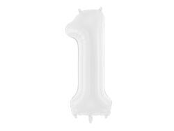 PartyDeco Balon folie Numarul 1 , 86 cm, alb (1 pachet 1 buc. ) (FB130-1-008)