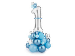 PartyDeco Buchet de baloane Cifra 1 , albastru, 90x140cm (GBN7-1-001)