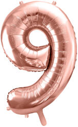 PartyDeco Balon folie Numarul 9 , 86 cm, roz auriu (1 pachet 1 buc. ) (FB1M-9-019R)