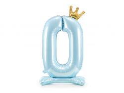 PartyDeco Balon folie cu suport Numarul 0 , 84 cm, albastru cer (1 pachet 1 buc. ) (FB126M-0-011)