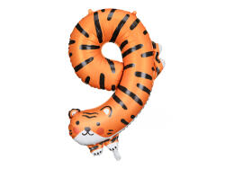 PartyDeco Balon folie Numarul 9 - Tigru, 64x87 cm, mix (1 pachet 1 buc. ) (FB163-9)