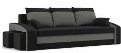  Safako HEWLET kanapéágy 2 db puffal, normál szövet, hab töltőanyag, bal oldali puff tároló, fekete / szürke