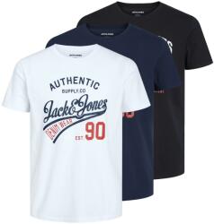 JACK & JONES 3 PACK - tricou pentru bărbați JJETHAN Regular Fit 12221269 Black/White/Navy L
