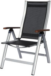 Sun GARDEN Ass comfort összecsukható, exkluzív alu. kerti szék - fekete/ezüst