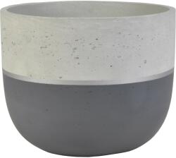  Cement kaspó 38 cm antracit-szürke ezüst csíkkal (605389)