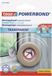 tesa Powerbond kétoldalas átlátszó rögzítőszalag 1, 5 m x 19 mm (55743-00003-02)