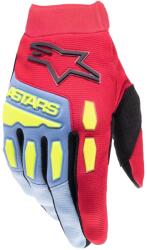 Alpinestars Full Bore 2024 mănuși de motocross pentru copii albastru deschis-roșu-galben-fluo-galben-negru (AIM175-0040)