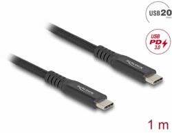 Delock Cablu USB4 type C 20Gb/100W T-T E-Marker 1m brodat Negru, Delock 80024 (80024)