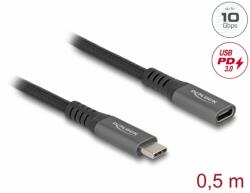 Delock Cablu prelungitor USB 3.2 type C 10Gb/100W T-M 0.5m brodat, Delock 80021 (80021)