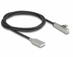 Delock Cablu USB 2.0-A la USB type C T-T Fast Charging 60W cu LED 1m brodat Negru, Delock 80766 (80766)